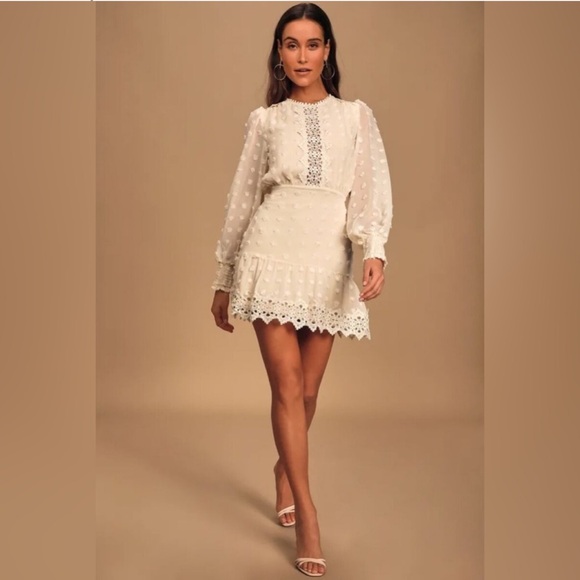 LULU'S Lust or Love Cream Embroidered Lace Long Sleeve Dress - Picture 5 of 8